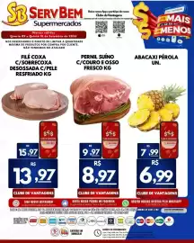 Catálogo ServBem Página 3: Pernil suíno c/couro e osso fresco kg €8,97, Abacaxi pérola un. €6,99