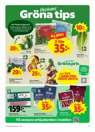 Stora Coop reklamblad vecka 38 Sida 5: Svenska äpplen €25,00, Romansallat €10,00