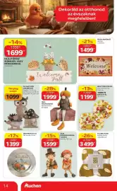 Auchan akciós újság hét 37 Oldal 14: Fa ajtódísz sünikkel vagy mókusokkal €1.699,00, FLANEL PLÉD €3.499,00
