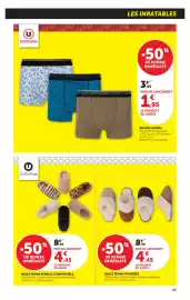 Catalogue Super U page 49: U Collection Mules femme semelle confortable €4,45, Essentiel BOXERS HOMME €1,95