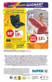 Catalogue Super U page 52: Viande Bovine Française €12,69, Scheppach COFFRET A OUTILS 87 PIECES €19,99