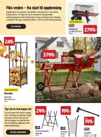 Jula kundeavis Side 12: MeeC Tools Vedkløyver 1,5 kW 370 mm €2.799,00, Hard Head sammenleggbart sagbukk €299,00