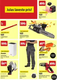 Jula kundeavis Side 8: MeeC Tools elektrisk kjedesag 14" €599,00, Anslut Luftavfukter €999,00