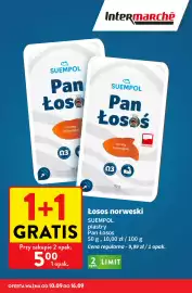 Intermarche gazetka tydzień 37 Strona 5: Łosoś norweski plastry Pan Łosoś Suempol €5,00
