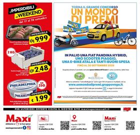 Volantino Maxi Supermercati Pagina 12: Susine lunghe minicollo €2,48, Philadelphia original €1,99