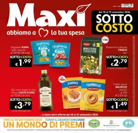 Volantino Maxi Supermercati Pagina 1: Minestrone tradizione Findus €2,79, Sfogliavelo RANA €1,99