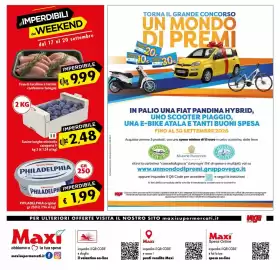 Volantino Maxi Supermercati Pagina 12: Susine lunghe minicollo €2,48, Philadelphia original €1,99