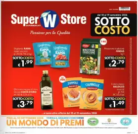 Volantino SuperW Pagina 1: Sfogliavelo RANA €1,99, Minestrone tradizione Findus €2,79