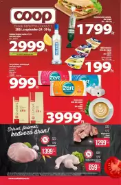 Coop akciós újság hét 39 Oldal 1: Pulykanyak €1.299,00, Kalinka vodka €2.999,00