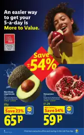 Lidl leaflet week 38 Page 2: Pomegranates €0,59, Large Avocado €0,65