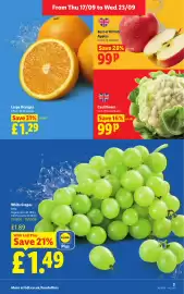 Lidl leaflet week 38 Page 3: Best of British Apples €0,99, White Grapes €1,49