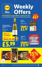 Lidl leaflet week 38 Page 6: Budweiser lager €11,99, Alestto pecan nuts €2,49