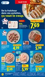 Catalogue Lidl semaine 38 page 10: ASC Crevettes entières décortiquées €5,99, L'ÉTAL DU BOUCHER Plateau de saucisses €5,99