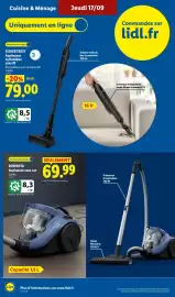 Catalogue Lidl semaine 38 page 6: SILVERCREST Aspirateur cyclonique sans fil €79,00, ROWENTA Aspirateur sans sac €69,99