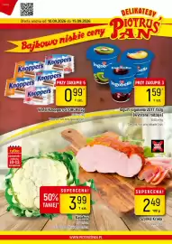 Delikatesy Piotruś Pan gazetka tydzień 37 Strona 1: Knoppers €0,99, Jogobella €1,59