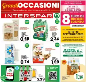 Volantino Interspar Pagina 1: Kinder Pan e Cioc €1,99, Latte UHT Parmalat Parzialmente Scremato €0,74