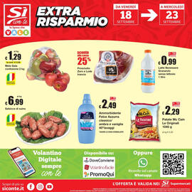 Volantino Sì con te Pagina 20: Salsicce di suino €6,99, Ammorbidente Felce Azzurra classico €2,49