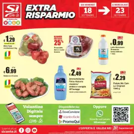 Volantino Sì con te Pagina 20: Salsicce di suino €6,99, Ammorbidente Felce Azzurra classico €2,49