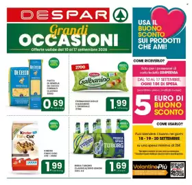 Volantino Despar settimana 37 Pagina 1: Pasta di semola De Cecco formati classici €0,69