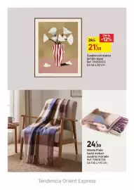 Catálogo Leroy Merlin Página 25: Manta plaid tacco monahir cuadros mornado €24,99, Cuadro con marco jarrón rayas €21,99