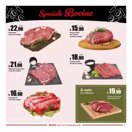 Volantino Sì con te Market Pagina 5: Piccanha di bovino razza garonnese €19,90, Bistecca senza osso di bovino adulto €21,90