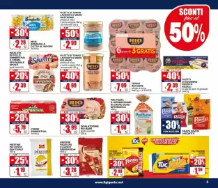 Volantino Il Gigante Pagina 5: Filetti di Tonno lavorati a mano Rio Mare €4,99, Insalata di pollo Simmenthal €2,39