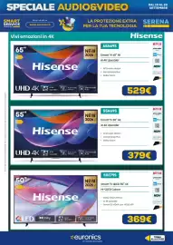 Volantino Euronics Pagina 12: Smart TV 65" 4K Hisense €529,00, Smart TV QLED 50" 4K €369,00