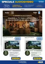 Volantino Euronics Pagina 13: Smart TV QD MiniLED Serie M96 Haier €3.999,00, Smart TV MiniLED Serie S90 Haier €2.299,00