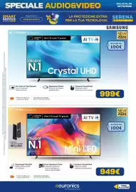 Volantino Euronics Pagina 8: Samsung 85" U7000H 4K Smart TV €999,00, Samsung 75" M70H 4K Smart TV €949,00