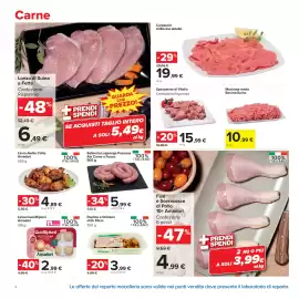Volantino Carrefour Market Pagina 8: Salsiccia Laganega Paesana Aia Carne a Fuoco €5,99, Pepitos e Chicken stick Fileni €3,99