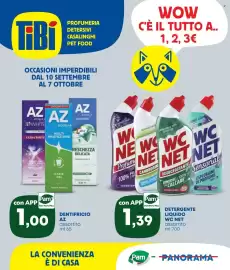 Volantino Panorama TiBi Pagina 1: Detergente liquido WC Net assortito €1,39, Dentifricio AZ assortito €1,00