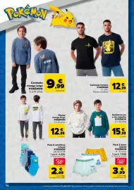 Folleto Carrefour Página 74: Pack 3 bóxer infantil POKÉMON €3,99, Camiseta hombre POKÉMON €12,99