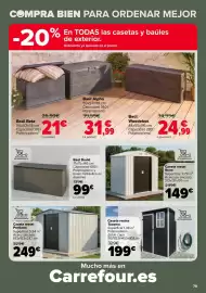 Folleto Carrefour Página 79: Tacoma caseta resina €199,00, Portland Caseta metal €249,00