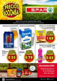 Folleto SPAR Página 1: Solo - fregasuelos rosa €0,65, Cremosita - leche entera €0,79