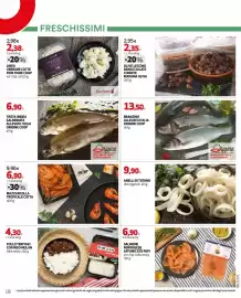 Volantino Extracoop Pagina 18: Branzino allevato Italia €13,50, Trota iridea salmonata Origine Coop €6,90