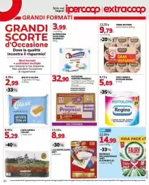 Volantino Extracoop Pagina 40: Biscotti Colussi Zuppalatte €2,99, Carta igienica rotoloni Regina €5,89