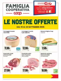 Volantino Coop famiglia cooperativa Pagina 1: Prosciutto crudo di Parma DOP €27,90, Formaggio Casolet Val di Sole €11,90