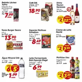 Tabloide Dia Página 6: Esfrebom - esponja multiuso €8,49, Elegê - leite fermentado bob esponja €6,99