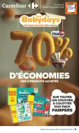 Catalogue Carrefour | LES BABYDAYS page 1: Pampers Sur toutes les couches & culottes duo pack