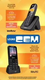 Folheto Lojas Cem Página 85: Celular multilaser vita com base p9225 €318,00, Telefone intelbras ts3110 €218,00