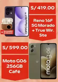 Catálogo Claro Página 5: Moto G06 €599,00, OPPO Reno16F 5G Morado €419,00