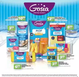 Stokrotka gazetka Strona 33: Mop z żółtej mikrofibry Gosia zapas €12,99, Zmywak innowacyjny piankowy Gosia €3,49