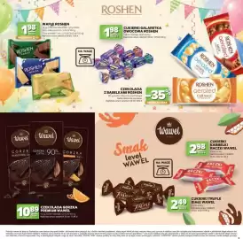 Stokrotka gazetka Strona 9: Czekolada gorzka Premium Wawel €10,89, Wafle Roshen mleczne €1,98