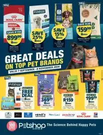 Checkers catalogue Page 1: Nature's Bounty Wild Bird Seed €159,99, Petshop Science Dry Puppy Food