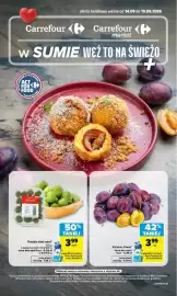Carrefour gazetka tydzień 38 Strona 1: Polskie śliwki €3,99, Polskie kiwi mini €3,99
