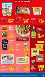 Lidl weekly ad week 38 Page 13: Sabrett natural casing beef frankfurters €5,99, Whole chicken sausage apple €5,39