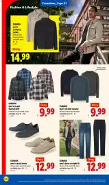 Lidl weekly ad week 38 Page 32: Esmara men's jeans straight fit €12,99, Esmara men's rib knit sweater €9,99