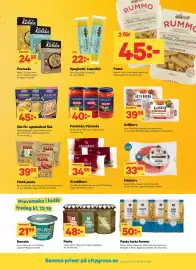 City Gross reklamblad vecka 39 Sida 7: Cabanossy kryddkorv €34,95, Rana färsk pasta €39,95