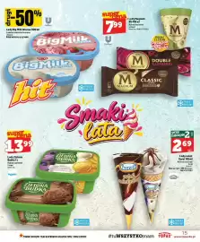 Topaz gazetka tydzień 38 Strona 15: Lody Zielona Budka czekoladowe z płatkami czekolady €13,99, Lody rożek czekoladowy €2,69