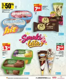 Topaz gazetka tydzień 38 Strona 19: Lody Zielona Budka czekoladowe z płatkami czekolady €13,99, Lody rożek czekoladowy €2,69